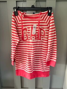 GAP Pink & White Striped Hoodie